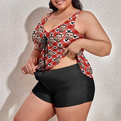 Custom Plus Size Swimsuits for Women Modest Tankini Bathing Suits, Face Personalized Two Piece Swimsuit Tummy Control2