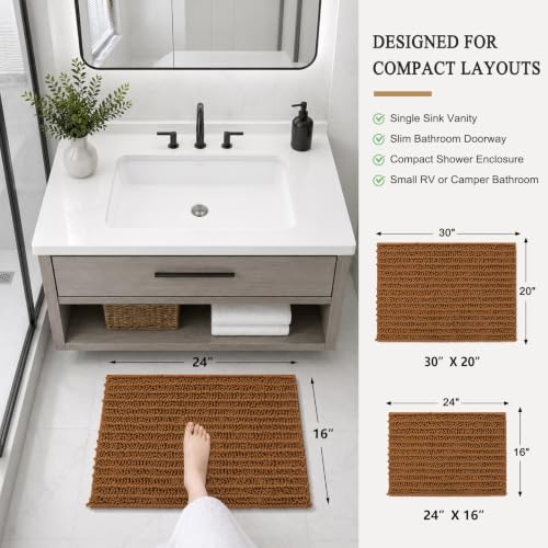 Image of Arotive Luxury Small Bathroom Rugs 24x16, Extra Soft Thick Absorbent Shaggy Chenille Bath Rugs, Machine Wash Dry, Bath Mats for Bathroom Floor, Tub and Shower, Home Decor Accessories, Ochre