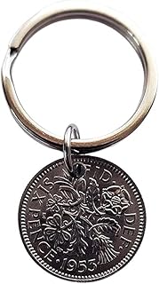 Birth Date Keyring 1953, 70th Birthday Gift, 70 years oldLucky Sixpence Keyring, Birthday Gift For Men, Year of Birth Gift 1953, Dads Birthday, Grandad Birthday Grandma