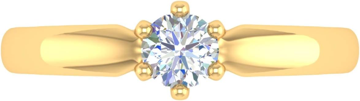 1/4 Carat 6-Prong Set Diamond Solitaire Engagement Ring Band in 10K Gold