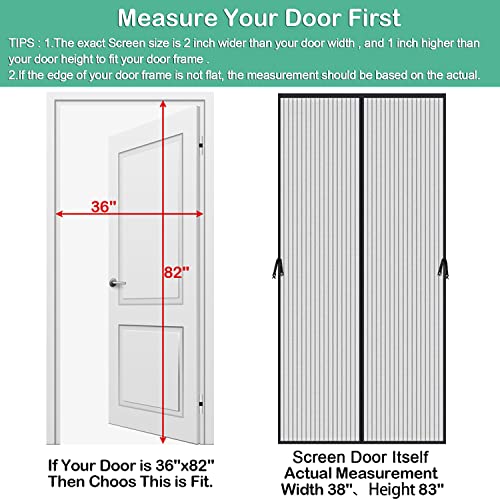 Magnetic Screen Door - Fit For Door Size:36 X 82 Inch, Screen Itself Size:38"X83", Hands Free Mesh Partition,Heavy Duty Screen Door Mesh Curtain Keeps Bugs Out, Frame Hook & Loop, Pet And Kid Friendly #TOP1