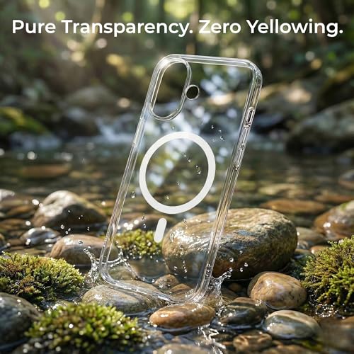 Image of Anti Yellow Clear Magnet Case for iPhone 16 Plus, Premium Polycarbonate, Ultra Strong Magnets, 360 Drop Protection, Raised Camera Protection, MagSafe Compatible