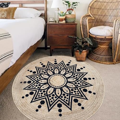 Tapete decorativo Boho Floral redondo 3.3 pies 100 cm miniatura 5