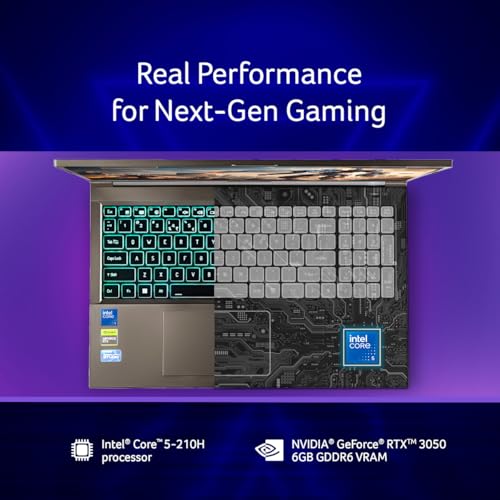 Image of acer Aspire 7, Intel Core 5-210H Processor, NVIDIA GeForce RTX 3050 6GB GDDR6, 16 GB, 512GB, Full HD, 15.6 inch /39.62 cm, Windows 11 Home, Flame Black, 1.99kg, A715-79G, Backlit Keyboard, Gaming Laptop