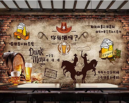 Vintage Muro di Mattoni Birra Bar Ristorante Sfondo Parete Fritto Pollo Negozio Murale Economico Personalizzato Carta Da Parati 3D A Buon Mercato* 200cmx140cm(78.7x55.1inch)