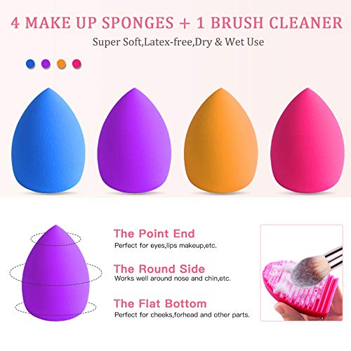BESTOPE Makeup Brushes 18Pcs Makeup Brush Set, Premium Synthetic Contour Concealers Foundation Powder Eye Shadows Make Up Brushes Kit 2 PCS Silicone Face Mask Brush&4 Blender Sponge&1 Brush Cleaner