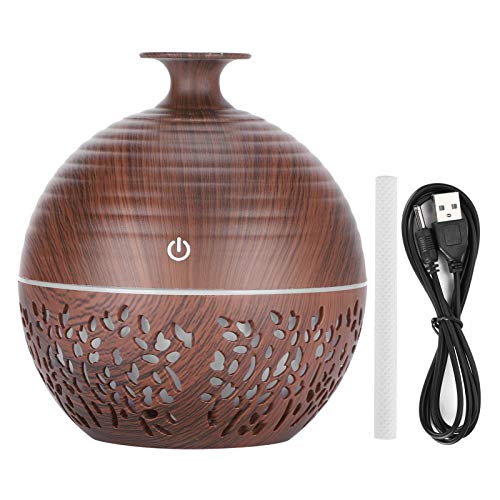 Image of Wood Grain Air Humidifier, Air Humidifier Cool Mist Humidifier Desktop USB Portable Mini Hollow Gift for Office Home Bedroom Travel
