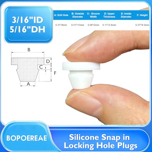 Image of 25 Pcs 8 mm Silicone Rubber Plugs Snap in Locking Hole Plugs for 8-8.5 mm (5 /16 inch-6 /16 inch) Round Holes, Flush Type Rubber Stoppers, Flexible Tube Pipe End Caps Covers, Waterproof Sealing Plugs, White