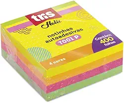 Tris, Nota Autoadesiva, pacote de 400, Multicor