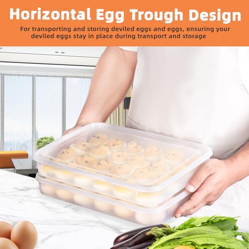 image for coxiecc Deviled Egg Containers with Lid, (Set of 2), Stackable Deviled