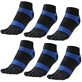 GINZIN Zehensocken Herren,Low Cut Fünf Finger Socken für Herren, 6 Paar Herren Baumwoll Sportsocken (as3, numeric, numeric_39, numeric_43, regular, regular, Schwarz- 6 Paar)
