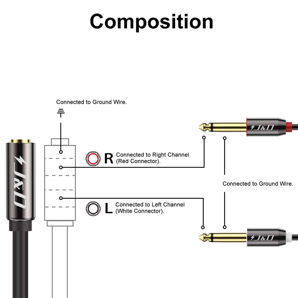 J&D 3.5 mm to 2 x 6.35 mm Cable - Image 2
