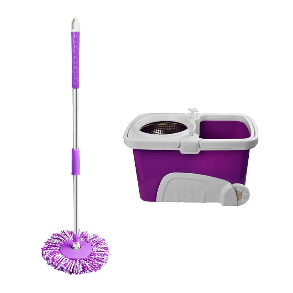 Juego de Limpieza de trapeador y Cubo con Rueda de Rodillo y Caja de Almacenamiento Cabezal Morado * 2
