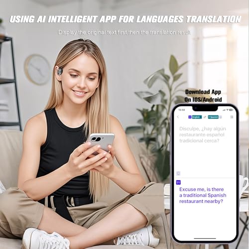 Xmenha Ai Language Translator Earbuds Translation Real Time Translating Over Ear Earbuds Earpiece Earbud Translator Translation Ai Headphones - Image 3