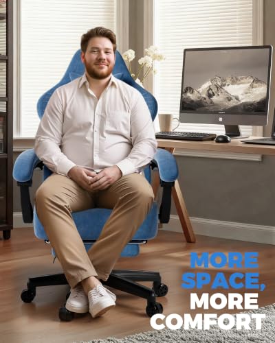 Image of GTPLAYER Gaming Chair, Video Game Chairs with Footrest, PC Gamer Chairs for Adults - Padded High Back Ergonomic Reclining Silla Gamer, Linkage Armrest, Ace Pro, Blue (Velvet)
