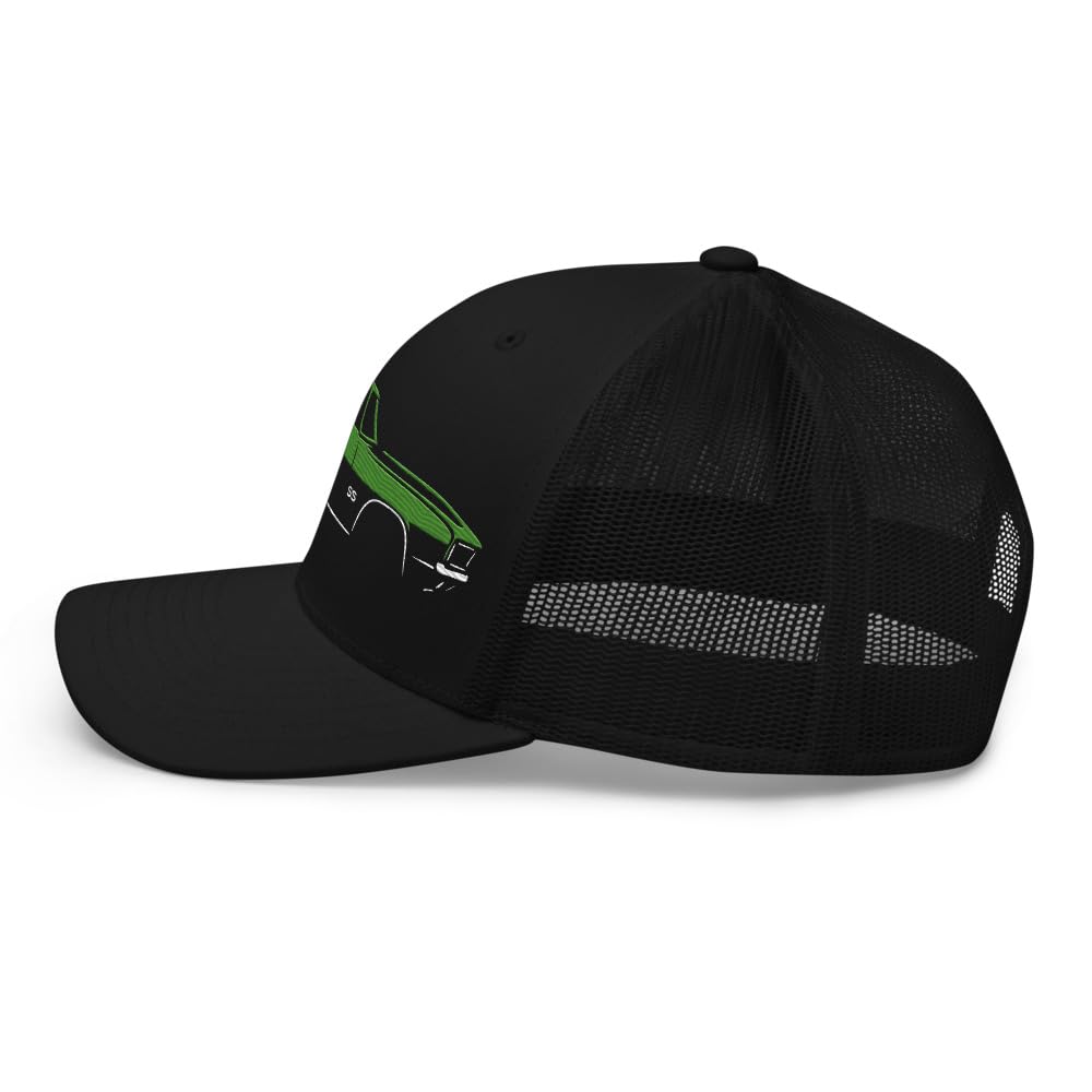 Rally Green 1969 Camaro SS Dad Trucker Hat - klasyczna czapka z daszkiem z haftem z siateczki