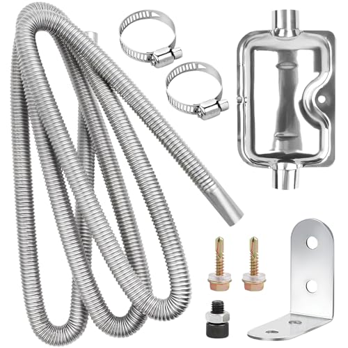 VZXZXE 300cm Standheizung Abgasrohr mit Schalldämpfer 25mm Innendurchmesser Edelstahl Abgasschlauch inklusive 2 Edelstahlklammern für Diesel Heizung in Wohnmobil Camper LKW und Stromerzeuger