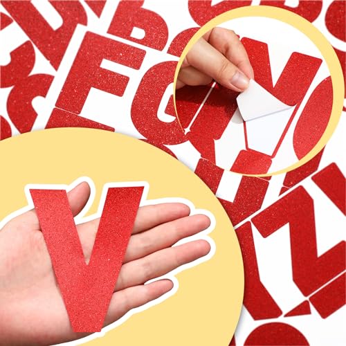Image of Harloon 232 Pcs Large Glitter Letter Stickers 24 Sheets Classroom Bulletin Boards Decorations Big Font Alphabet Letter Self Adhesive Letters Stickers Back to School Decor DIY Craft(Red,4 Inch)