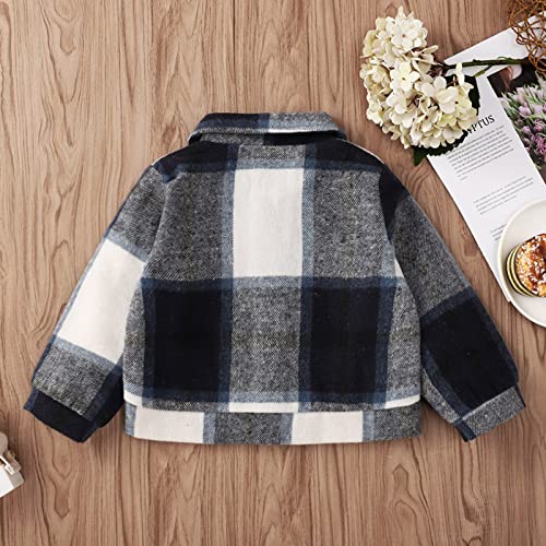 Boys Winter Coat Shirt Coat Jacket Plaid Long Sleeve Kids Turn Down Collar Button Tops Outwear 6month (Blue, 4-5 Years)3