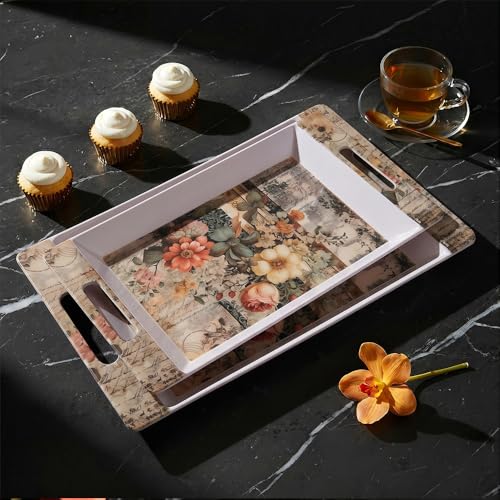 Image of U.P.C Serving Tray Set of 2 / Tray Set for Serving Premium Printed Tray for Serving /Multi-Use Serving Plate (Small, Medium)