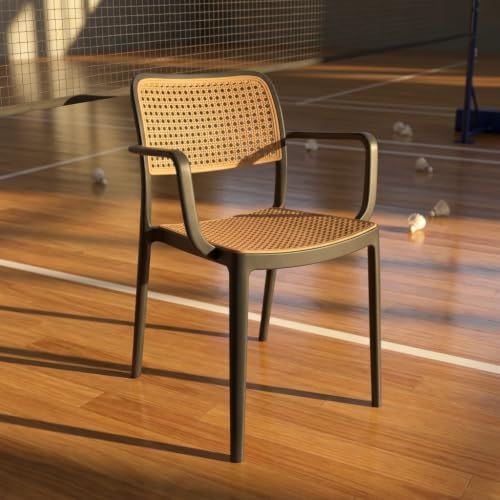 Image of INNOWIN Mirra Chair for Cafeteria | Arm Chair | Accent Chair for Living Room Home, Bedroom, Cafe and Hotels | 3- Year Warranty | Plastic | Black
