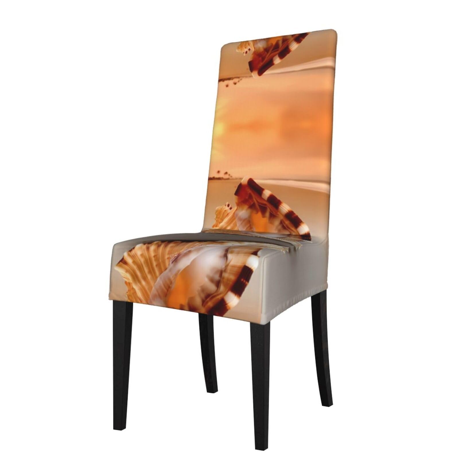 YYHWHJDE Sunset Over The Sea The Shell Conch Prints Protection Cover for Dining Chair – Stretchable Slipcovers for a Refreshing Dining Room Makeover