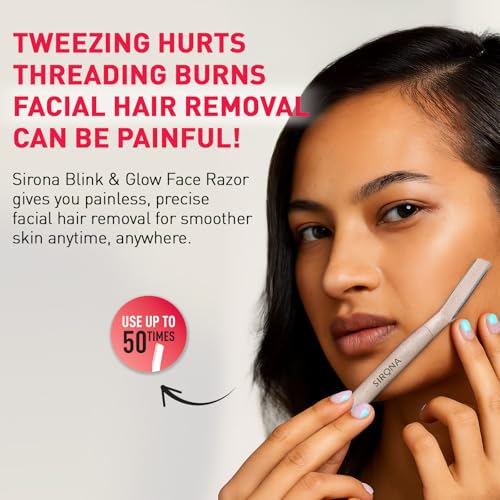 Image of Sirona Reusable Face Razor for Women Facial Hair- 9 Razors | Painless Facial Hair Removal | Eyebrow Shaper | For Eyebrows, Upper Lip, Forehead, Peach Fuzz, Chin and Sideburns | Dermaplaning Tool