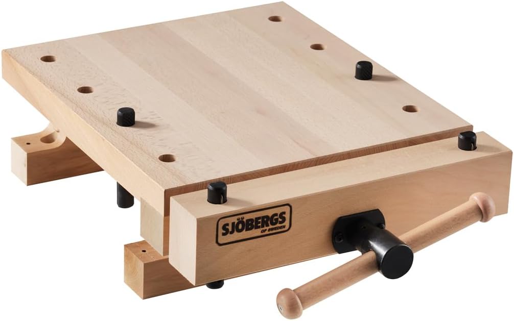 Sjöbergs Smart Workstation Pro Vise Top – Professional Portable Work Station with Large Surface 20-7/8" x 14-3/8", Versatile, Durable European Beech Construction, SJO-33309