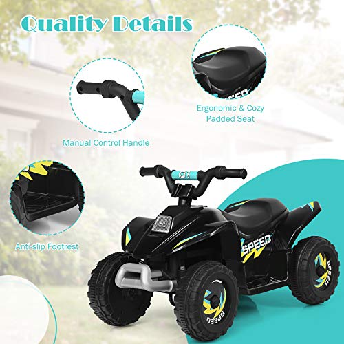 Image of HONEY JOY Ride On ATV, 6V Mini Off-Road Battery Powered Motorized Quad for Kids, Anti-Slip Wheels, RWD 4-Wheeler Electric Ride On Toy Car for Toddlers (Black)