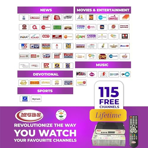 Image of MCBS DD FreeDish MPEG-4 Set Top Box | 115+ TV Channels Free | HDMI Cable |