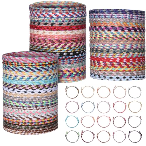 100PCS Woven Wrap Friendship Bracelets Bulk Handmade Braided Friendship Bracelet Colorful Adjustable String Bracelets for Women Men Hand Ankle Accessory