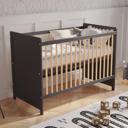 Love For Sleep Tokyo Lit Bébé Évolutif 120x60 cm en Bois de Pin Blanc – Transformable avec Barrière de Sécurité, pour Fille ou Garçon