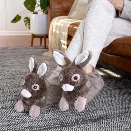 Brown Bunny Rabbit Slippers for Women and Men - Fuzzy Plush Animal Slippers for Adults2