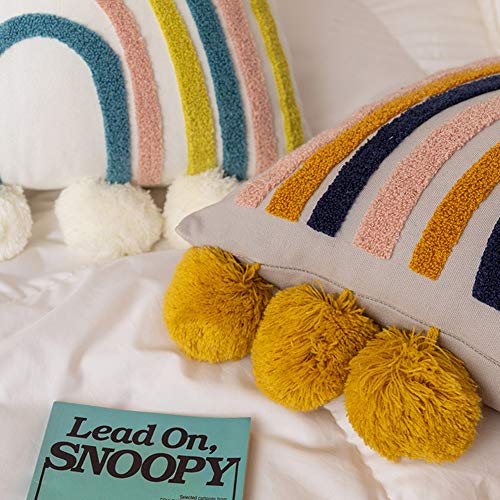 vctops Rainbow Tufted Cotton Decorative Throw Pillow #TOP24