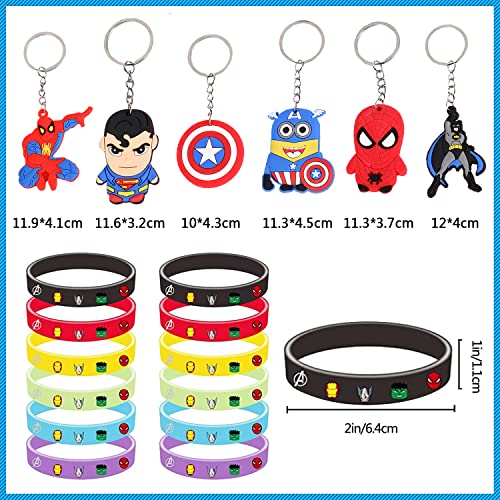 Newtic 24PCS Super-héros Party Supplies, Super-héros anniversaire cadeau, Inclure 12 Bracelet, 12pcs Porte-clé… - Image 4