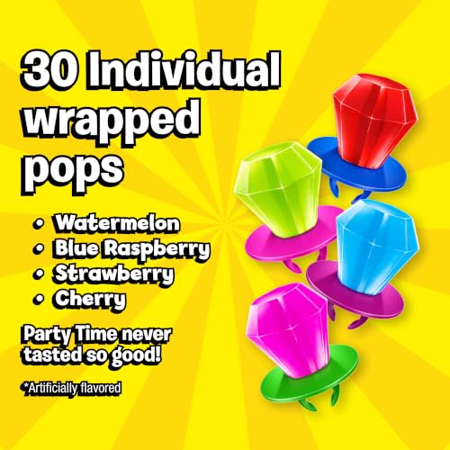 Image of Ring Pop Lollipops, 30 Count, Assorted Flavors, Candy Party Favors for Kids | Individually wrapped hard candy suckers, variety pack, great for kids' birthday party favors and goodie bag stuffers