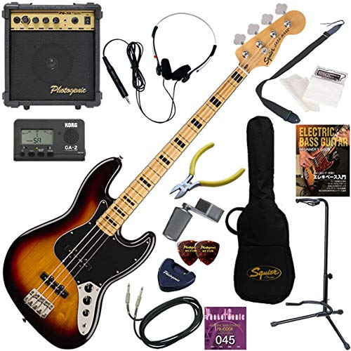 �y�Z�b�g�i�zSquier �G���L�x�[�X���S�ғ��� 10w�A���v���������X�^���_�[�h15�_�Z�b�g Classic Vibe '70s Jazz Bass/3CS�i3�J���[�T���o�[�X�g�j