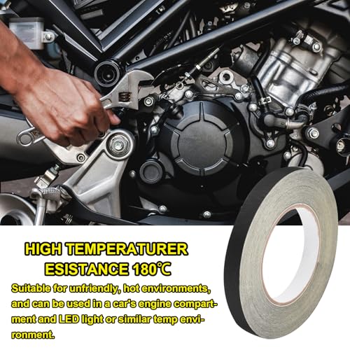 Image of MECCANIXITY 2Pcs Insulating Acetate Roll Cloth Adhesive Tape, 0.6in x 98ft Black Electrical Heat Resistant Fabric Tape for Laptop Electric Automotive Guitar Repair Wire Harness