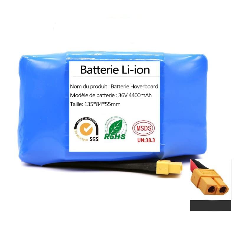 Batterie Hoverboard 36V 4400mAh Pack de Batterie Li-ION Rechargeable pour Enfant Gyropode électrique équilibré Bluetooth Overboard Tout Terrain