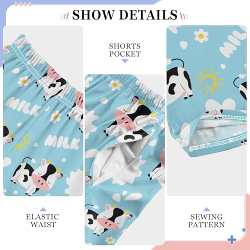 Milk Cow Love Boys Long Pants Soft Trousers Elastic Waist Kids Lounge Bottoms with Pockets S-XL4