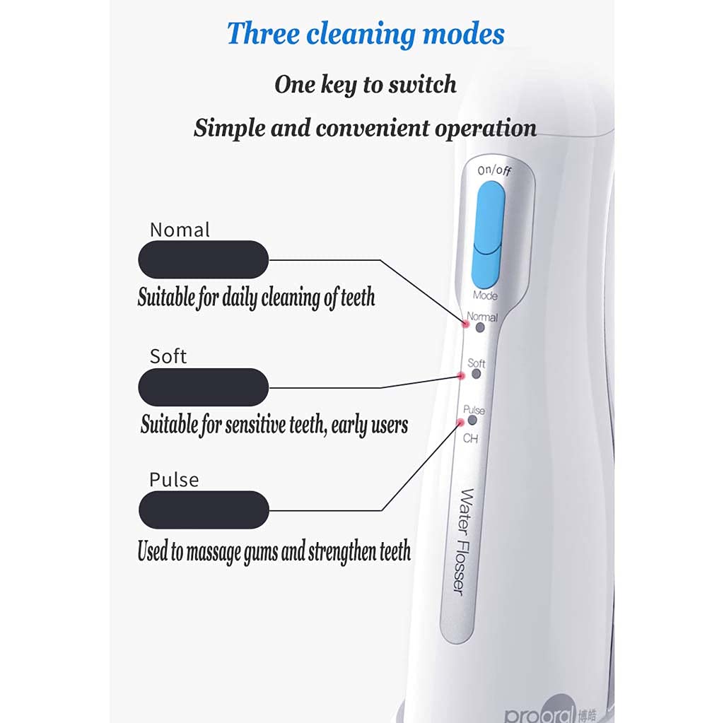Irrigatore orale dentale Flosser dell'acqua, 6 punte a getto | Ricarica induttiva portatile 100-240 V | Raccoglitore elettrico per acqua 120 sec Pick dentale per famiglia |volume 150 ml - 1400 mAh