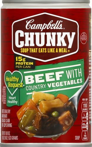 Image of Campbell's Chunky Healthy Request Soup, Beef Soup with Country Vegetables, 18.8 Oz Can (Pack of 2)