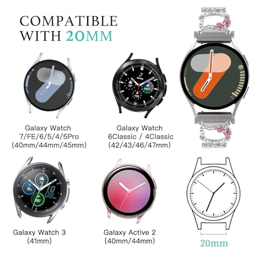 Correa metálica decorativa compatible Galaxy Watch 20mm miniatura 3