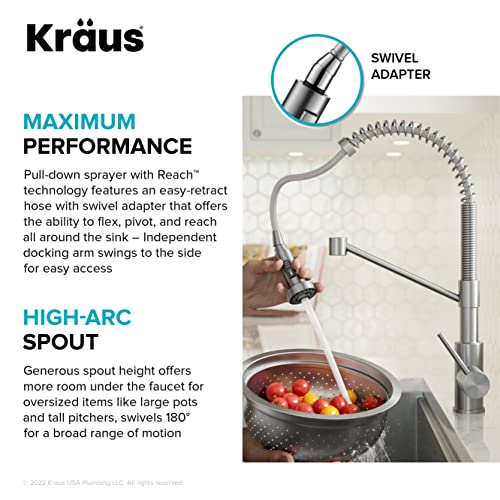 Kraus KSF-1610BBMB Bolden Touchless Sensor Commercial Style 2-Function Single Handle Pull Down Kitchen Faucet In Brushed Brass/Matte Black thumb #9