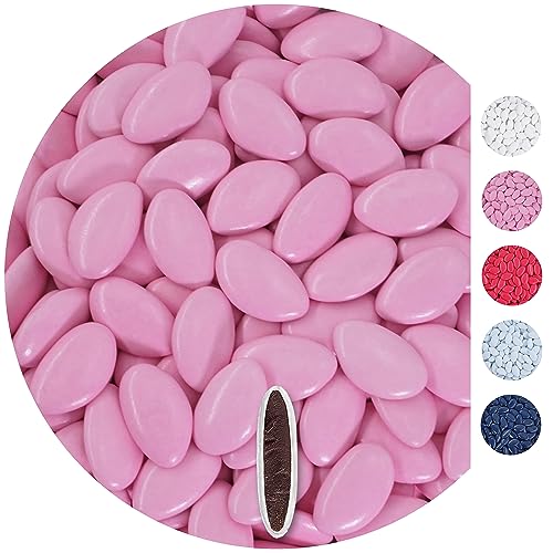 EinsSein 0,5kg Peladillas de Chocolate boda bautizo rosa claro candy bar surtido choco corazones almendras caramelos bombones confeti - detalles boda para invitados regalos bautizo botes colores san