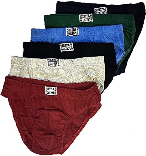Ultra Mens Cotton Sport Bikini Brief Underwear (6 Pack) (Medium)