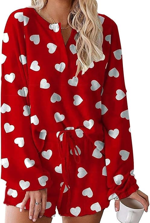 Image of Roshop Halloween Pajama Women's Pumpkin Matching Top & Shorts Loungewear Set