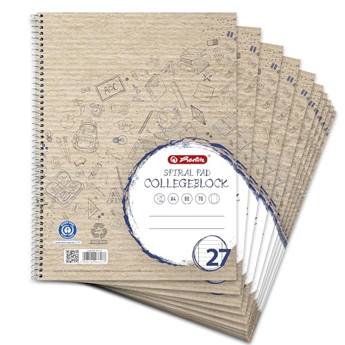 herlitz Collegeblock Recycling A4, liniert, Rand beidseitig...