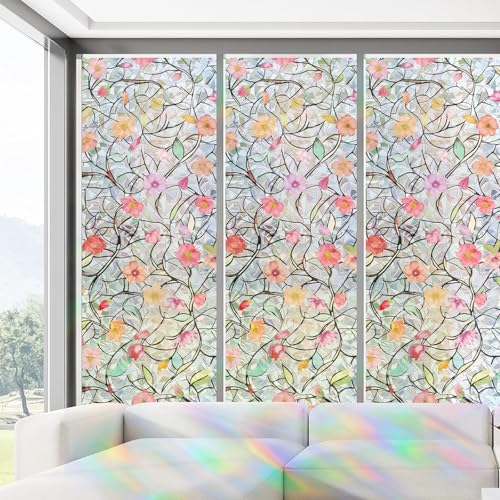 Vinilo Decorativo para Ventana con Diseño Floral y Control UV miniatura 1