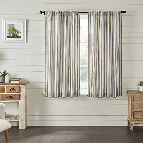 Piper Classics Market Place Gray Ticking Stripe Panel Curtains, Set